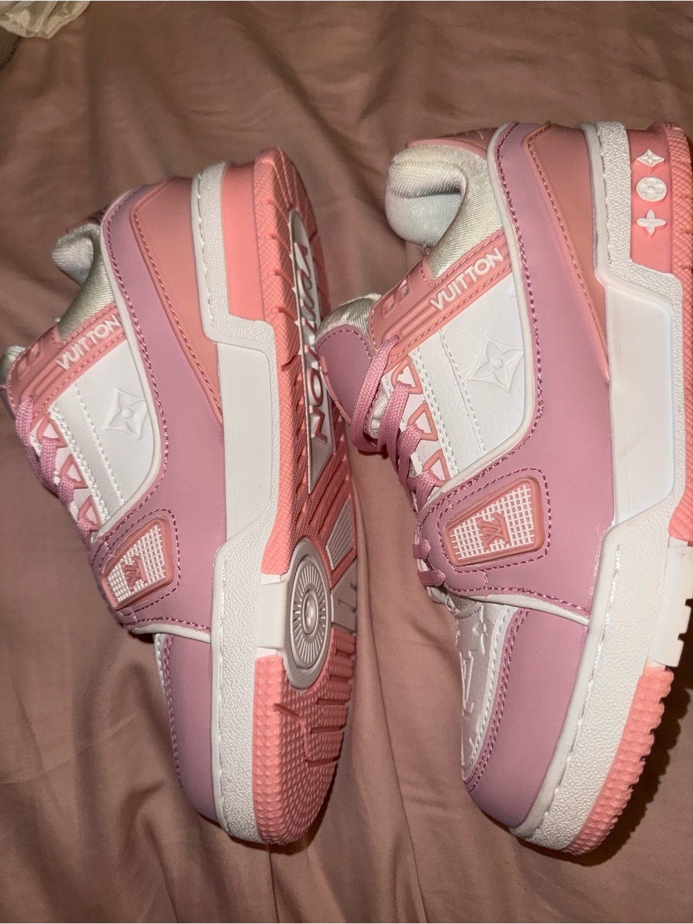 Louis Vuitton Kids' Pink & White Designer Sneakers